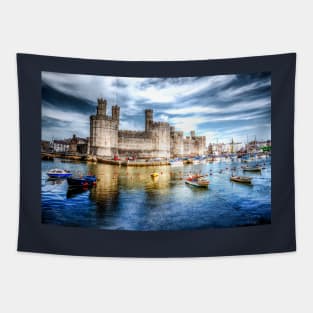 Caernarfon Castle At Dusk Tapestry