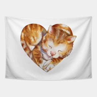 cat in love for valentine gift Tapestry