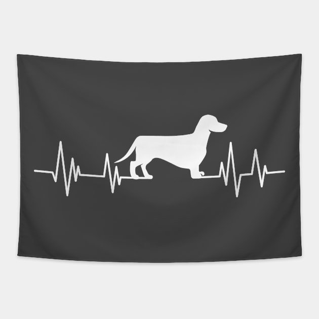 Dachshund Heartbeat wiener dog Heartbeat Silhouette badger dog Tapestry by mezy