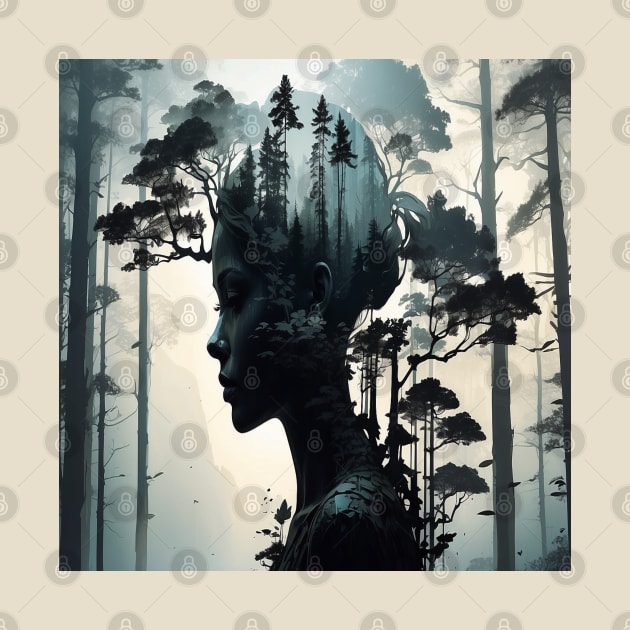 Double exposure portrait of a woman by R.W.TDesign