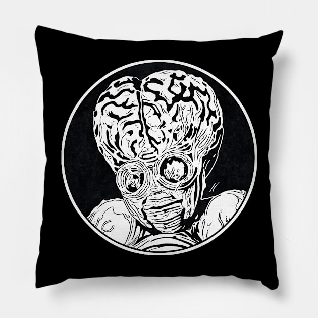METALUNA MUTANT (Circle Black and White) Pillow by Famous Weirdos
