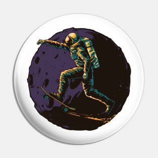 Skateboarding in Space Pin