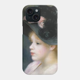 Young Girl in a Pink-and-Black Hat by Auguste Renoir Phone Case