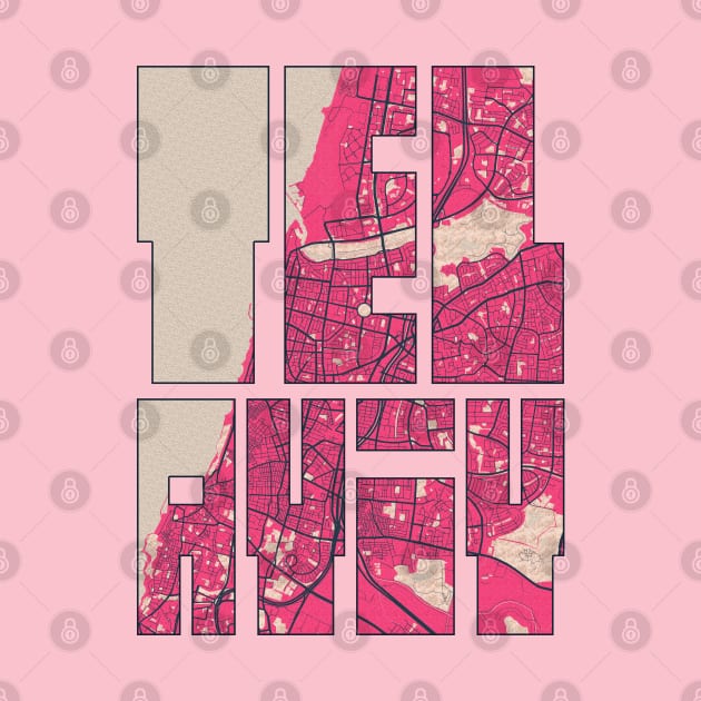 Tel Aviv, Israel City Map Typography - Blossom by deMAP Studio