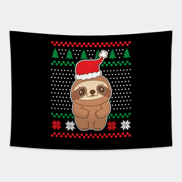 Ugly Christmas Sweaters Cute Sloth Tapestry by JS Arts