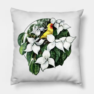 Western Tanager Watercolor Pillow