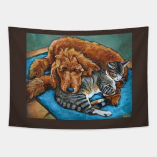 Cozy Time Poodle and Kitty Naptime Tapestry