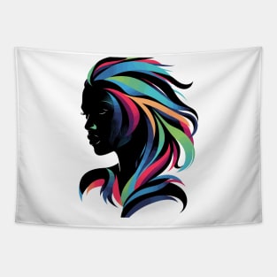 Afrocentric Woman Multicolored Silhouette Tapestry