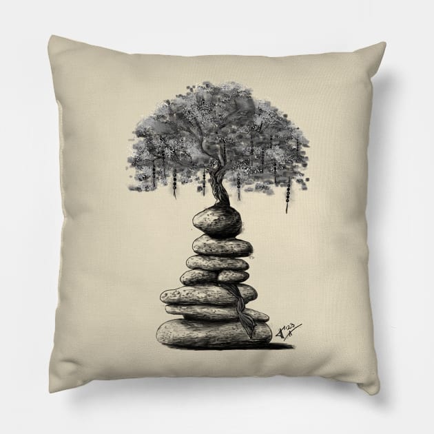 Fleeting Harmony Black and White Pillow by Greydn