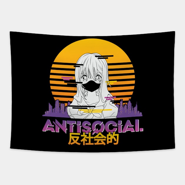 Vaporware Aesthetic Anti Social Anime Tapestry by aneisha