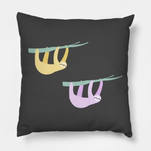 Purple and Yellow Hanging Sloths Pillow