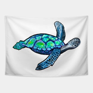 Turtle - blue turtle sparkly magical beautiful sea creature Tapestry