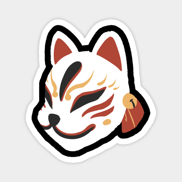 Fox Mask White Magnet by Merrilisle