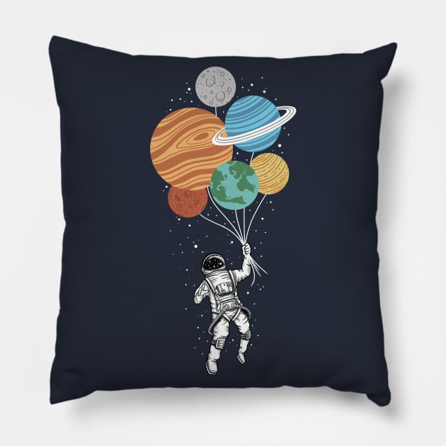 Astronaut holding Plant Balloons Pillow by Seven Relics