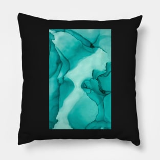 “Aqua Cavern” Alcohol Ink Abstract Pillow
