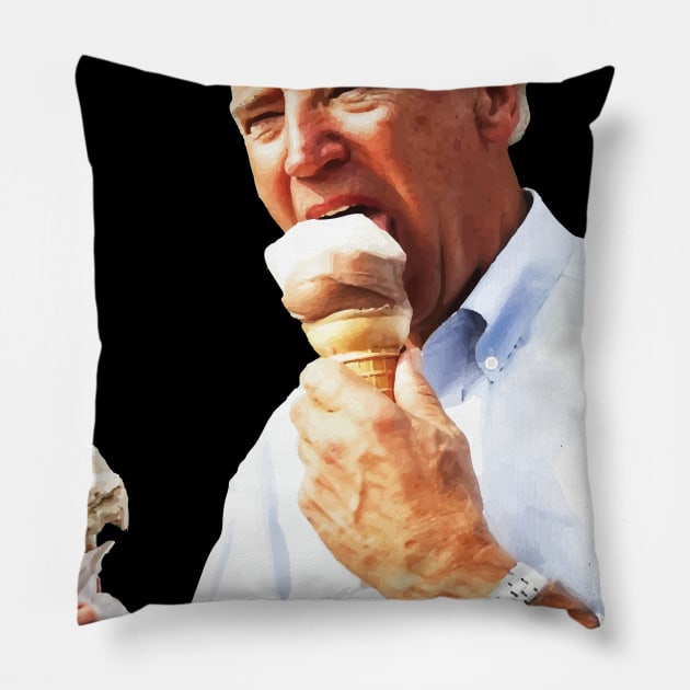 Joe Biden Eating Ice Cream Pillow by SapphereLLC