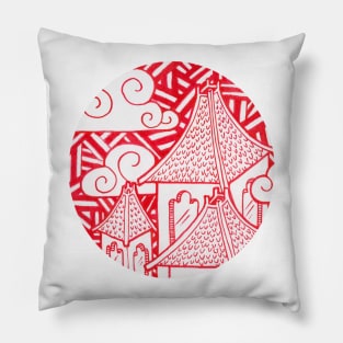 Red Rooftops Pillow