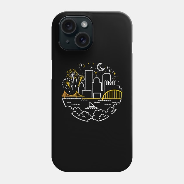 Pittsburgh Monoline Starry Skyline Phone Case by polliadesign