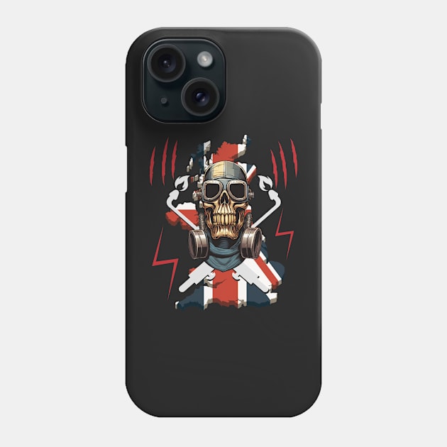 Great Britain welder flag and skull pattern Phone Case by Greenmillion