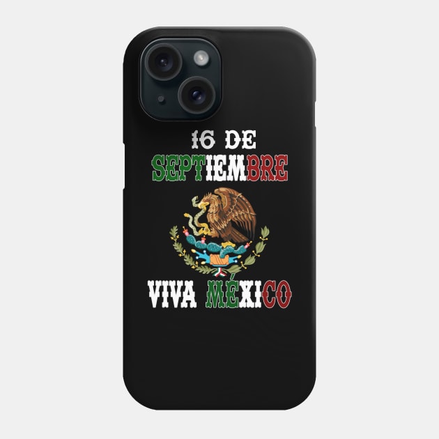 Playera16 de Septiembre con Escudo de Mexico Fiestas Patrias Independencia de Mexico Phone Case by soccer t-shirts