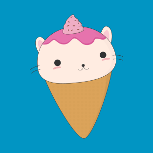 Kawaii Cat Ice Cream Cone T-Shirt T-Shirt