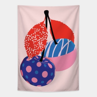 Colorful Cherries Illustration Tapestry