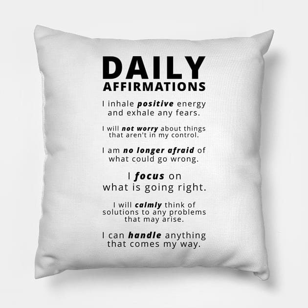 Daily Affirmations | Inspirational Quote Pillow by Inspirify