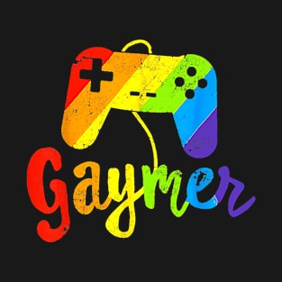 Retro Gaymer Gaming Gamepad Rainbow LGBT Gamer LGBTQ Pride T-Shirt