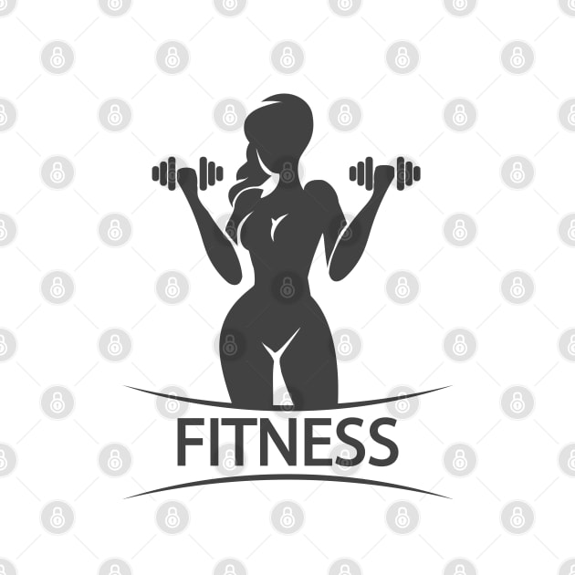 Fitness Emblem or Logo With Silhouette of Training Woman by devaleta