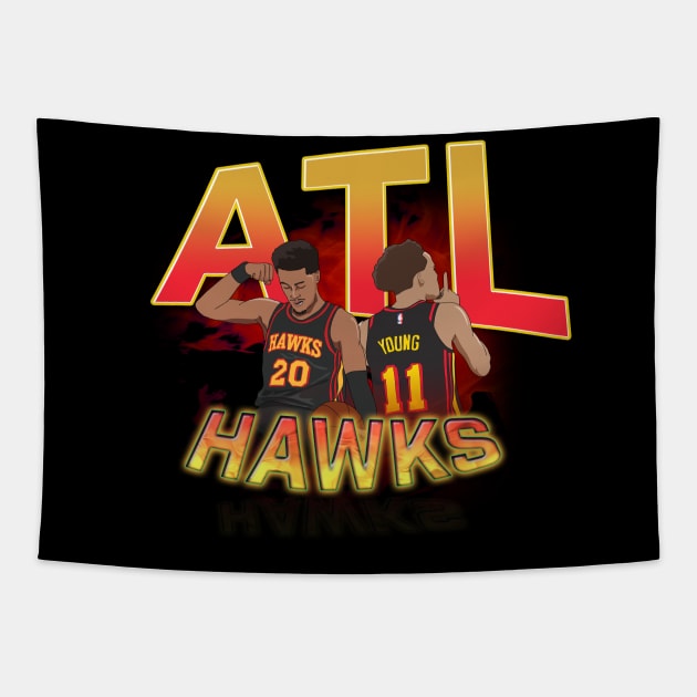 ATL Hawks, Trae Young and John Collins Tapestry by xavierjfong