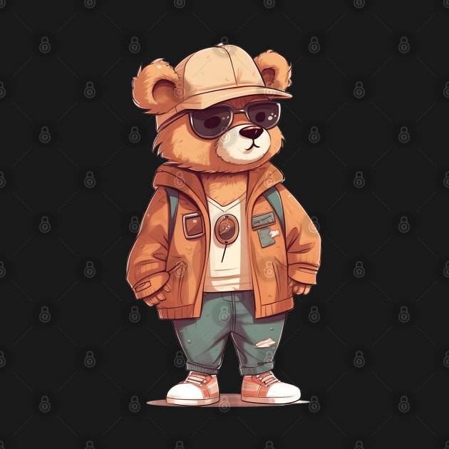 A cute teddy bear wearing street fashion by AestheticsArt81