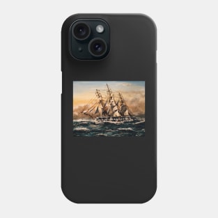 SQUARE RIGGER 'WAVERTREE'  IN A STORM Phone Case