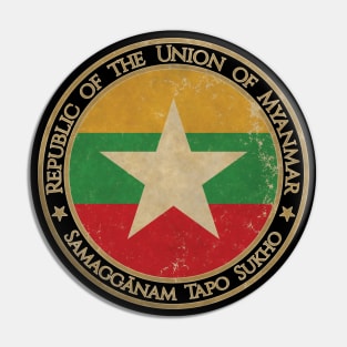 Vintage Republic of the Union of Myanmar Asia Asian Flag Pin