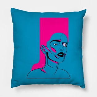 one eyes open potrait Pillow