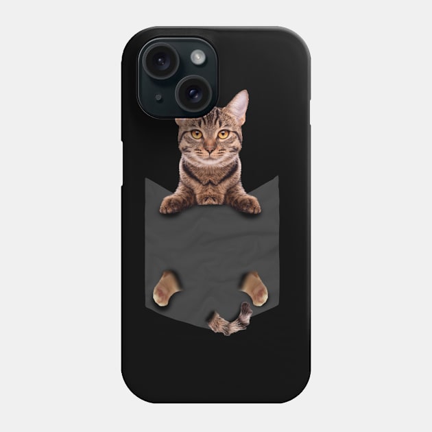 Brown Cat Sits in Pocket | Cute Cat lover Phone Case by TeddyTees