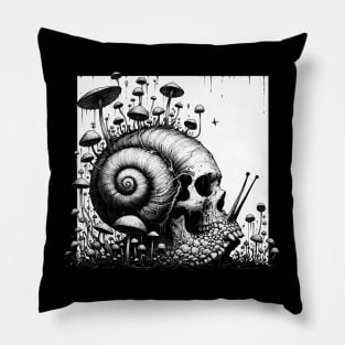 Monochromatic Skull Snail of Death Pillow