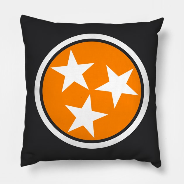 Tennessee Tri Star State Flag Orange Variant // Tennessee Pride // Born in Tennessee Pillow by Now Boarding