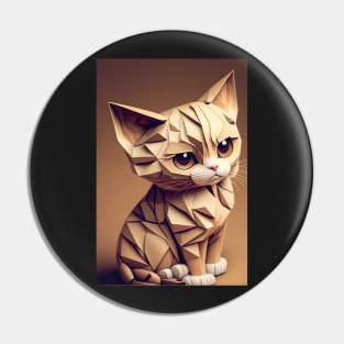 Cute Cat Portrait Paper Art Style Pin
