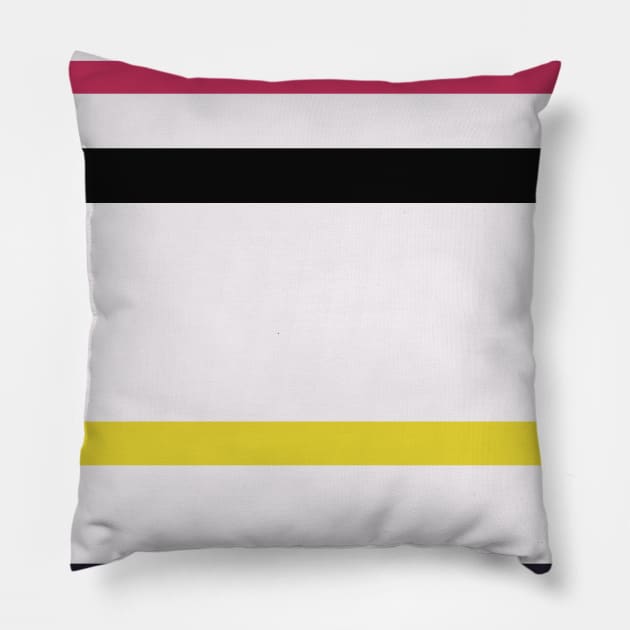 A tremendous arrangement of Very Light Pink, Raisin Black, Smoky Black, Dingy Dungeon and Sandstorm stripes. Pillow by Sociable Stripes
