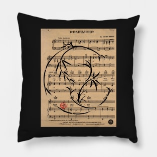 Remember - Sumie Enso Ink Brush Painting on Vintage Sheet Music - Irving Berlin Pillow