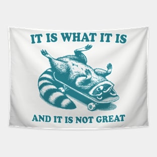 It Is What It Is And Its Not Great Funny Raccoon Meme Tapestry