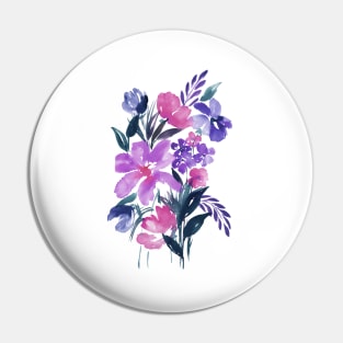 Watercolor Flowers, Purple Bouquet Illustration 13 Pin