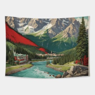 Banff Alberta Canada Vintage Poster Tourism Art Tapestry