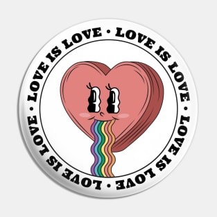 Love is Love vintage cartoon rainbow Pin