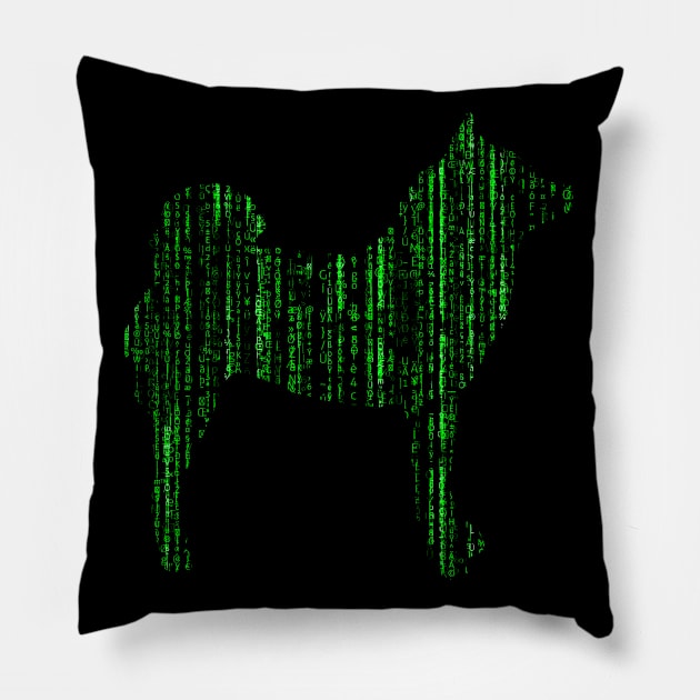 Lilly the Shiba Inu Silhouette - Matrix on Black Pillow by shibalilly