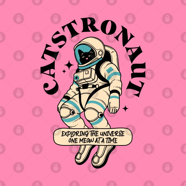 Astronaut Black Cat in pink by The Charcoal Cat Co.