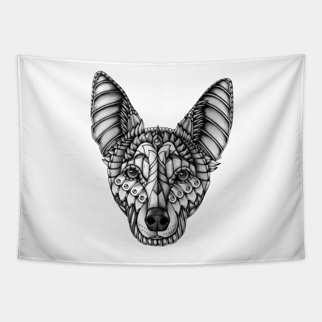 Ornate Australian Kelpie Tapestry by Psydrian