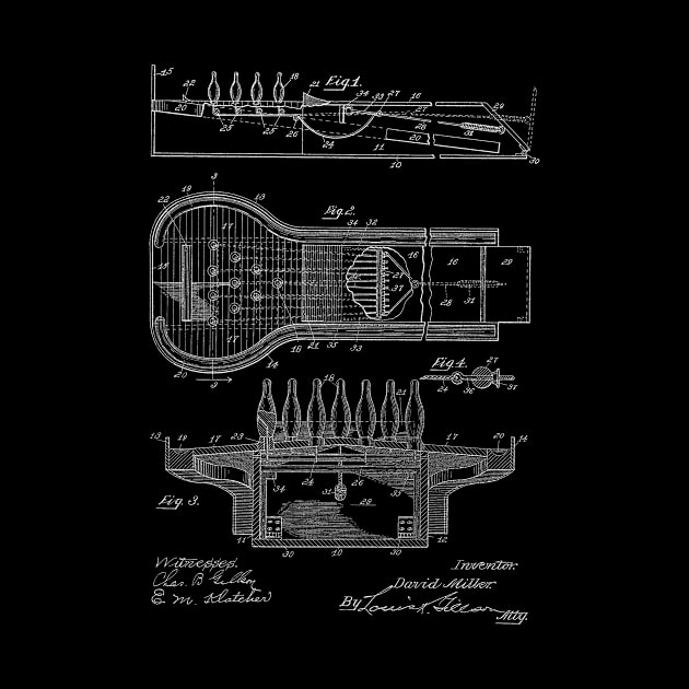 Bowling Alley Vintage Patent Hand Drawing by TheYoungDesigns