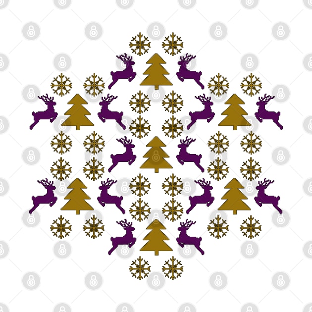 Festive Pixel Parade: Reindeer, Tree, Snowflake No 3 by Fun Funky Designs