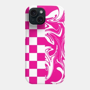 Checks and Swirls in Magenta and White Phone Case